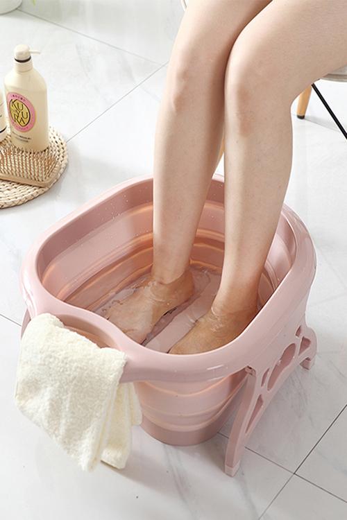 奕辰可折叠脚盆足浴盆脚底按摩盆创意便携式耐高温加盖健脚泡脚桶