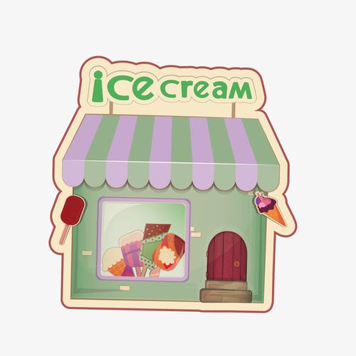 矢量卡通冰淇淋店