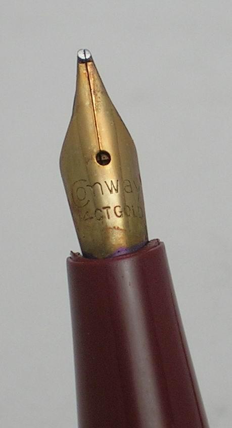 英国古董钢笔 康威 conway steward 金尖 红色 原 .