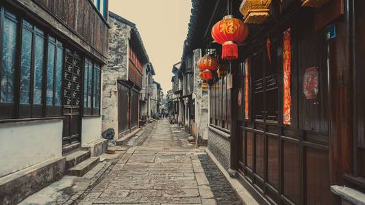 中国通利老狭窄街道照片