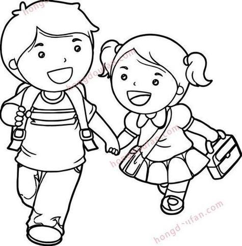 上学的小孩简笔画怎么画人物简笔画上学路上的小女孩背着新书包去上学