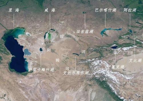 中亚河流湖泊分布图