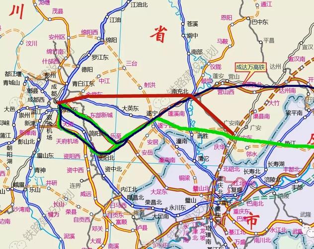建议规划成都东部新城站经大英到遂宁的直线高铁