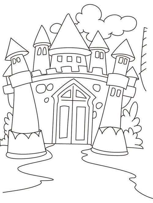 城堡建筑简笔画步骤图片大全儿童画绘画吧-画画