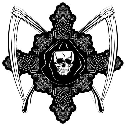 矢量死神头骨和十字镰刀logo