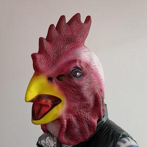 复活节动物鸡头面具十二生肖公鸡面具万圣节恐怖化装舞会派对头套