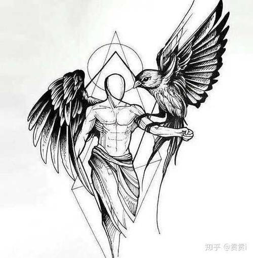 天使恶魔纹身简笔画