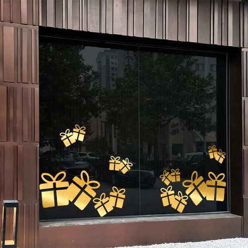 贴纸礼包礼盒新年春节玻璃门店铺创意装饰橱窗墙贴