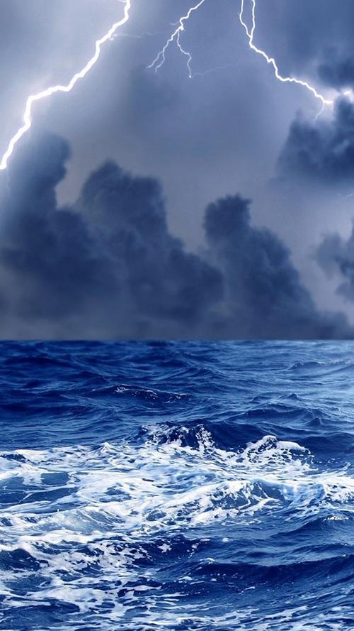 海上雷雨,风景-手机壁纸