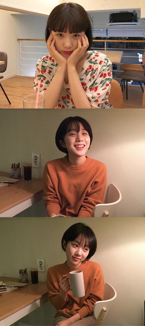 韩国短发女生小姐姐笑起来超可爱