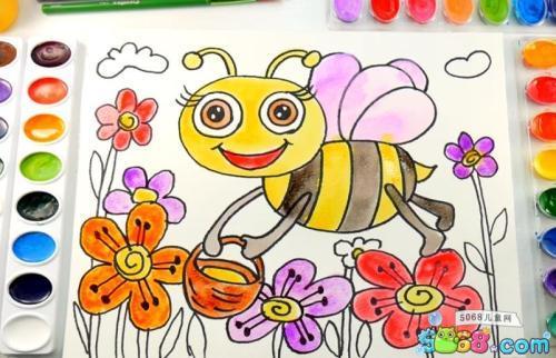花丛中蜜蜂在采蜜几只蝴蝶飞来飞去简笔画 简笔画图片大全-蒲城教育文