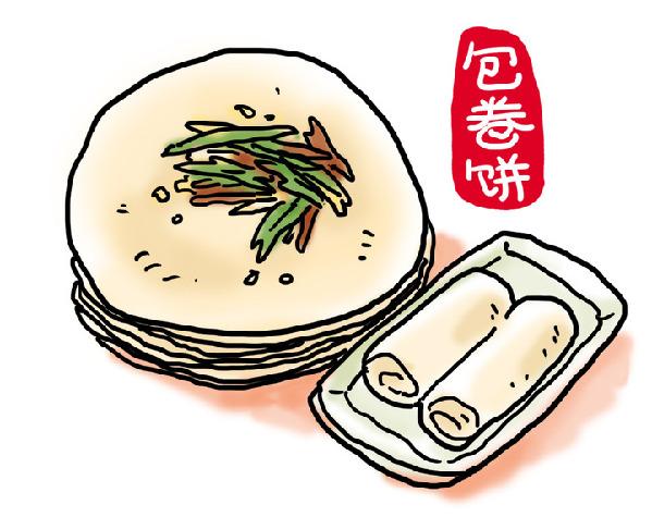 台州人在端午节主食上,形成南北派别:北面人吃粽子,南面人吃食饼筒.