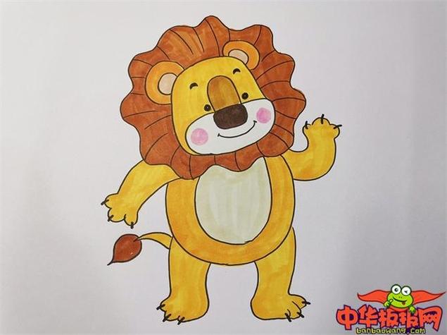 可爱的小狮子简笔画彩色