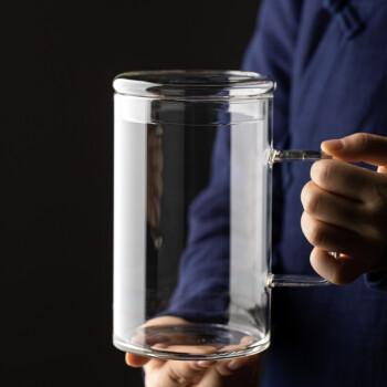 1000ml玻璃杯刻度杯大容量耐高温量杯带盖喝水杯家用超大号玻璃茶杯