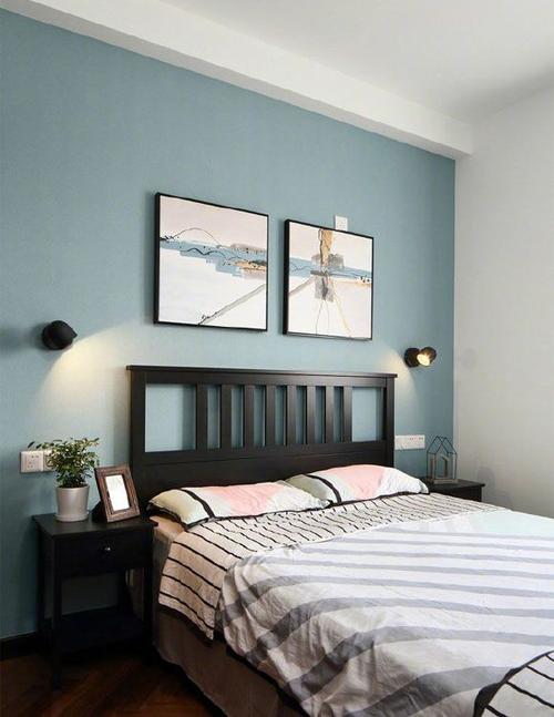 网易首页>网易号>正文申请入驻> 次卧室的装修效果,蓝灰色乳胶漆床头