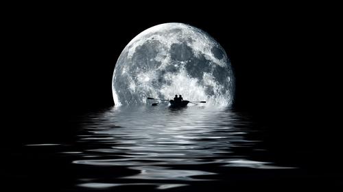 rowing toward the moon