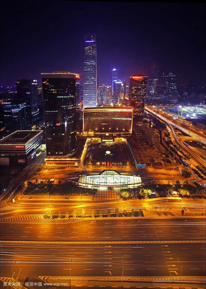 北京国贸夜景大全景直路小