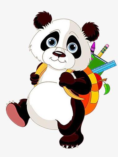 背书包熊猫简笔画