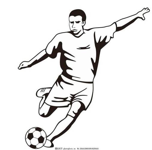 踢足球足球运动球员运动员插画装饰画简笔画线条线描世界杯足球赛的简