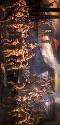 平津战役·会师金汤桥,油画,2009年,中国美术馆藏.
