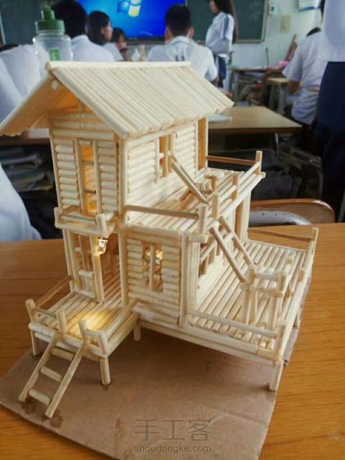 一次性筷子工艺品手工制作diy小楼别墅模型成品