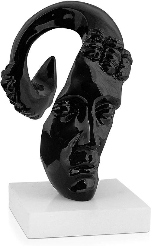arte dal mondo"head" surrealist 设计雕塑安装在大理石底座上,黑色