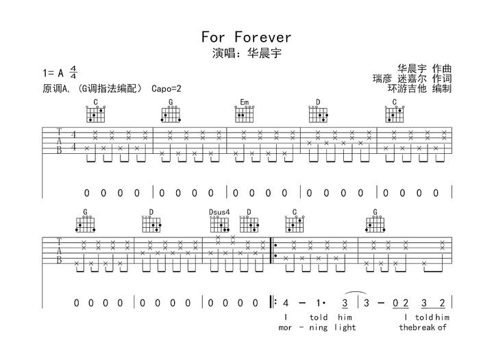 for forever吉他谱_华晨宇_g调弹唱吉他谱51%原版 - 吉他世界