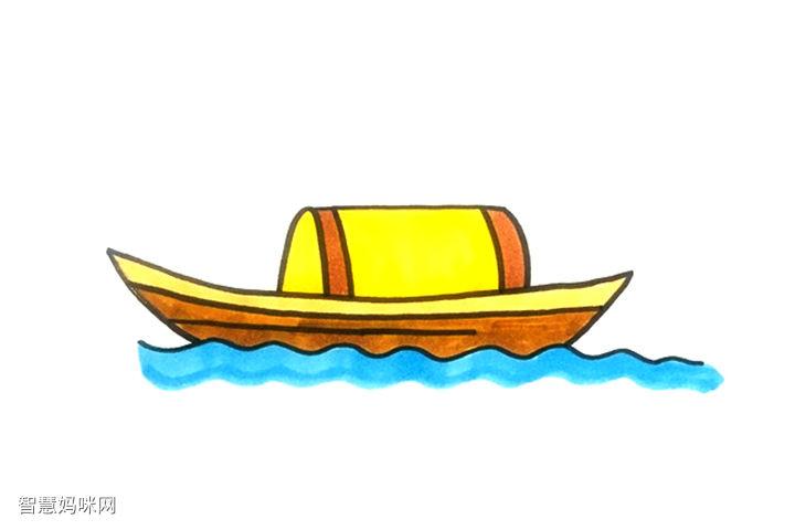 简单的木船简笔画画法步骤