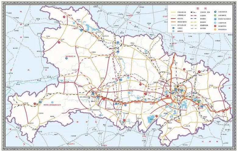 湖北省综合交通"十四五"规划示意图宜昌,荆州,荆门,恩施组成的"宜荆荆