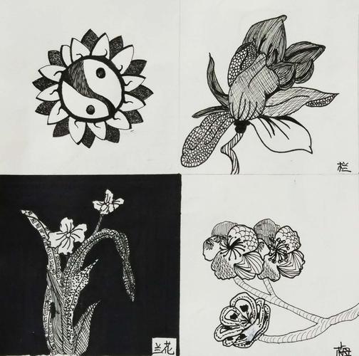 高一.11班(中意班)花卉设计,黑白画和服装画作业展