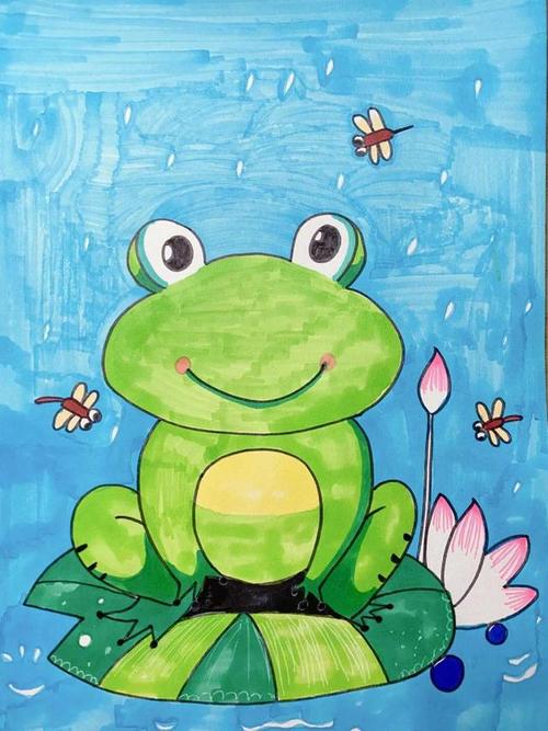 教程|少儿创意水粉《下雨天的小青蛙》