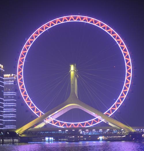天津的摩天轮建在永乐桥上