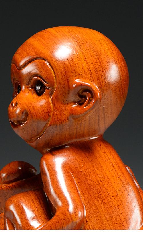 花梨木猴子雕刻摆件十二生肖猴木头属猴家居办公装饰工艺品送礼