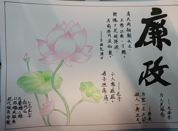 郑州旅院现代服务学院举办倡廉洁扬正气树新风手抄报活动