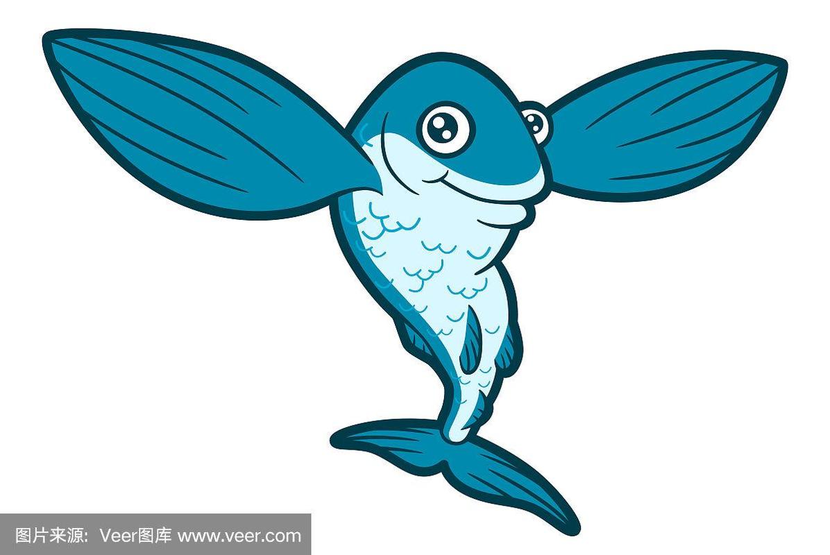 cute cartoon flying fish