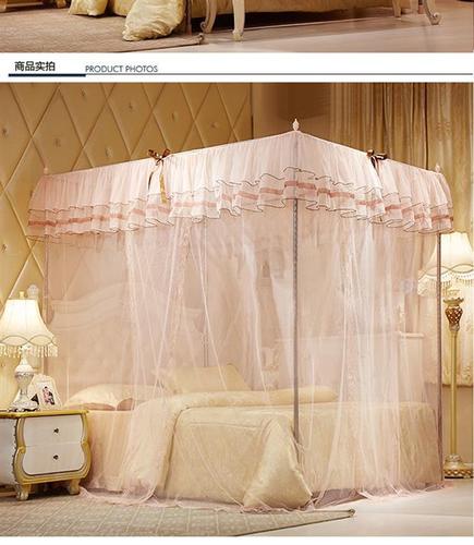 大床家用简单网纱1.2宽1.5米1.8m床长2用式双人1公主公主风红蚊帐