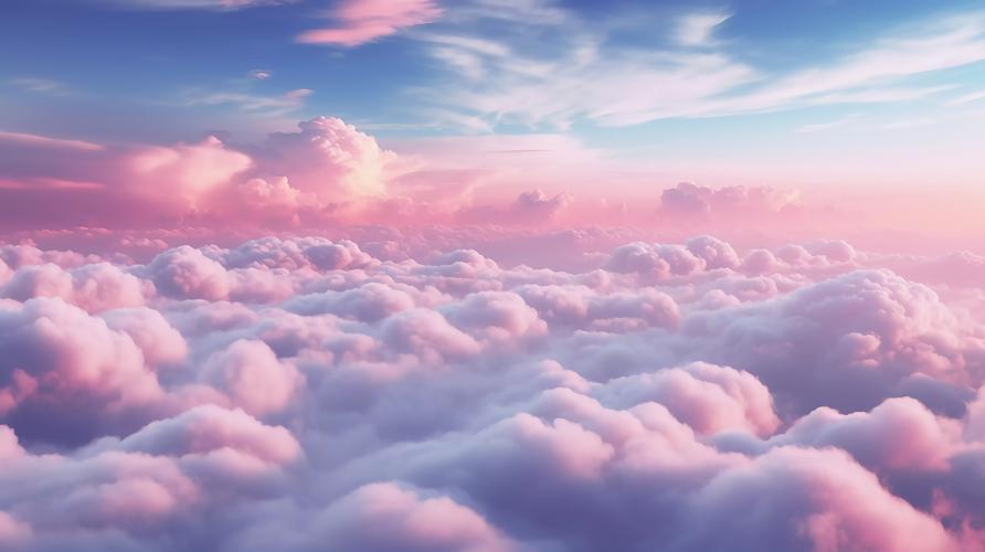 粉色的云彩云朵蓝天中的白云风景图