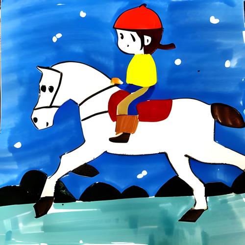 小男孩骑马的简笔画