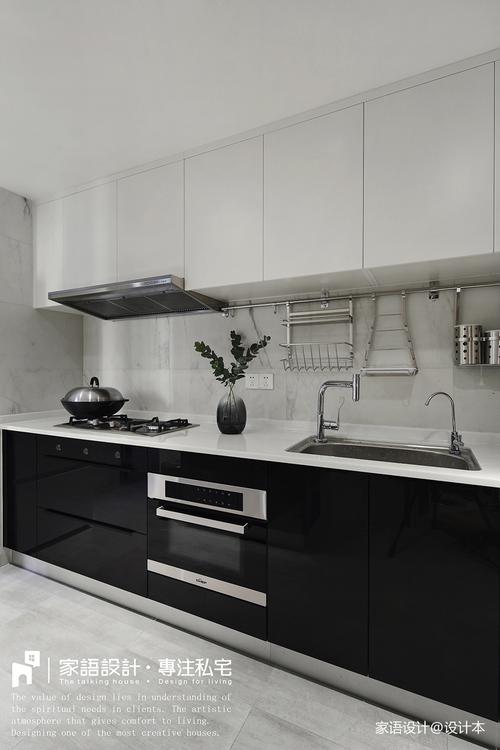 黑白的现代风格三居室厨房设计 – 设计本装修效果图