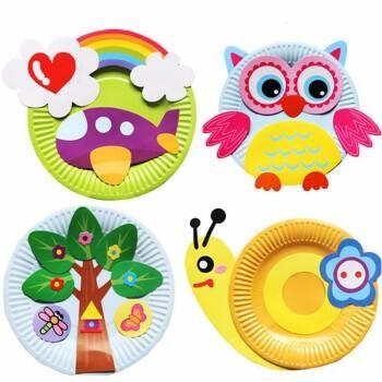 儿童diy手工制作纸盘子画玩具幼儿园宝宝创意diy粘贴美术材料包手工盘