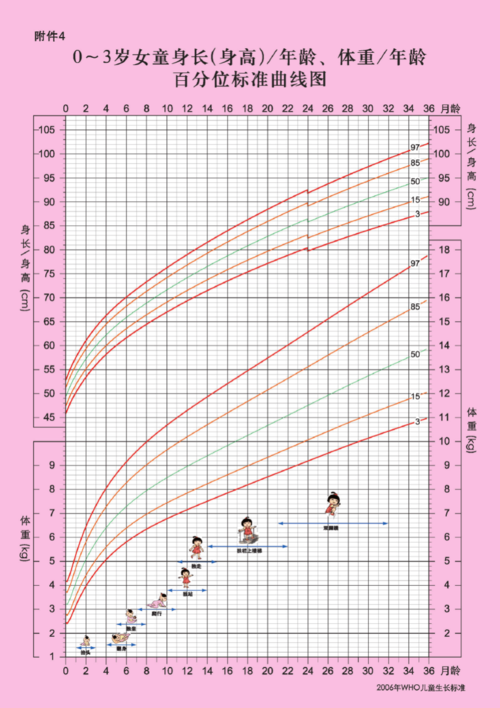 0-3岁女童体重身高百分位数曲线图