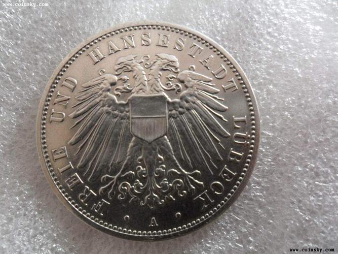 [预订] 好品相德国吕贝克1912年双头鹰3马克银币