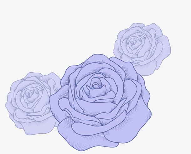 紫色卡通手绘玫瑰花