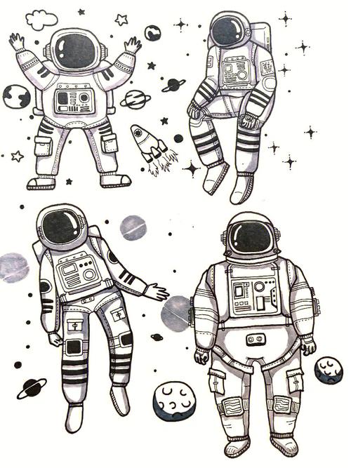 很赞的宇航员简笔画素材搬运自小红薯