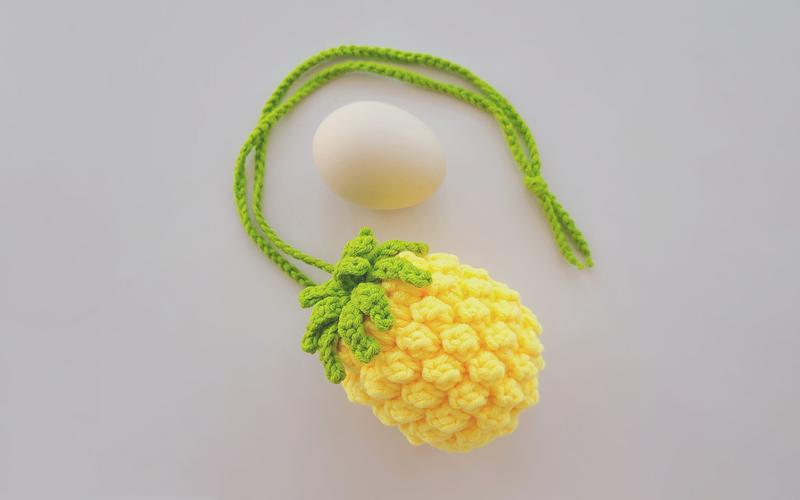 菠萝束口袋钩针鸡蛋兜端午节给孩子们带来平安如意