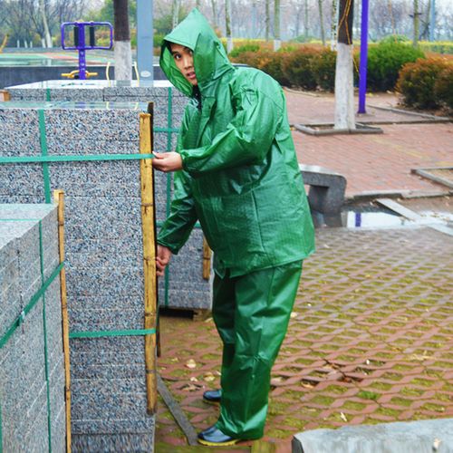 成人分体雨衣雨裤套装建筑军绿400-1150克加厚牛筋工地雨披雨衣