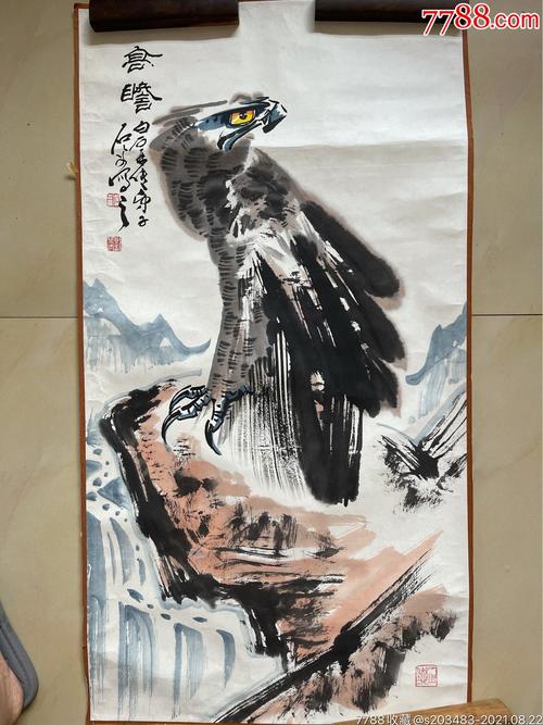 齐白石弟子刘永太刘永泰纯手工手绘鹰鸟字画国画书画条幅作品