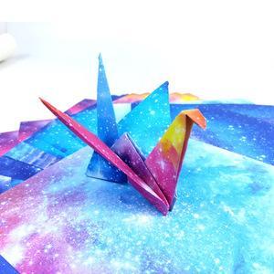 星空纸折纸双面 荧光色星星纸学生用手工制作材料正方形折纸包邮