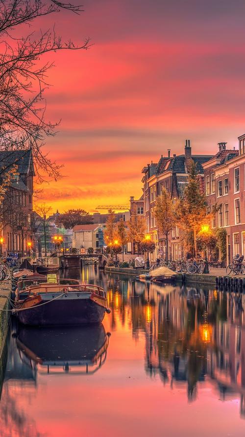 荷兰,运河,河,船,城市 iphone 壁纸