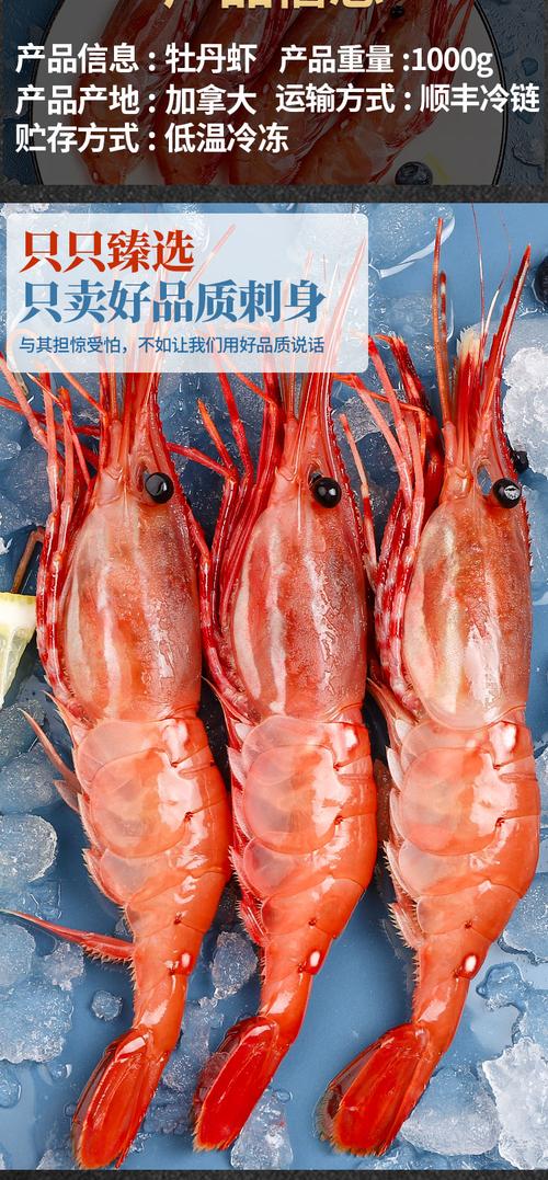 牡丹虾 加拿大进口即食大号刺身甜虾1kg日料食材冰虾深海白牡丹虾